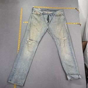 Levis 511 Selvedge Jeans Mens Blue Selvedge Tapered Distressed Stains Fits 36x31